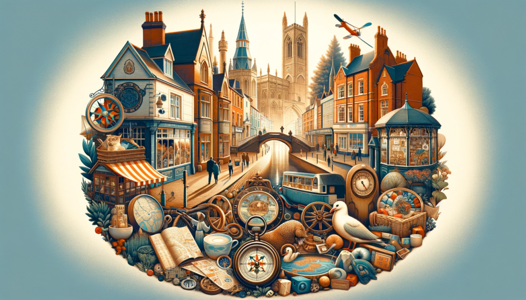 An image featuring a montage of Leicester's lesser-known attractions like quaint streets, historic buildings, parks, and local markets.